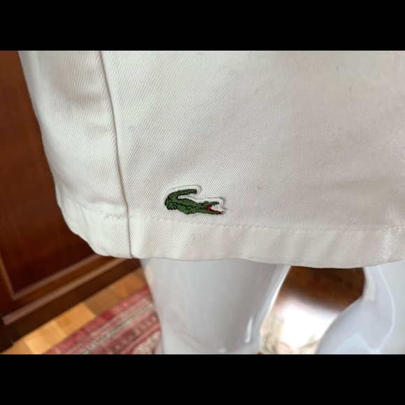 Lacoste 100% white cotton official tennis scort mini short skirt Eur 44 US Large - Picture 7 of 14